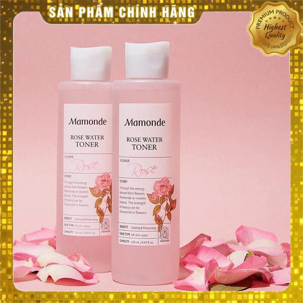 Nước hoa hồng cung cấp độ ẩm Mamonde Rose Water Toner 250ml Chai Lớn Chính Hãng