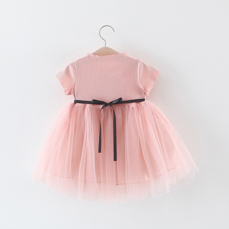 Đầm ngắn tay in hình chú heo dễ thương cho bé gái