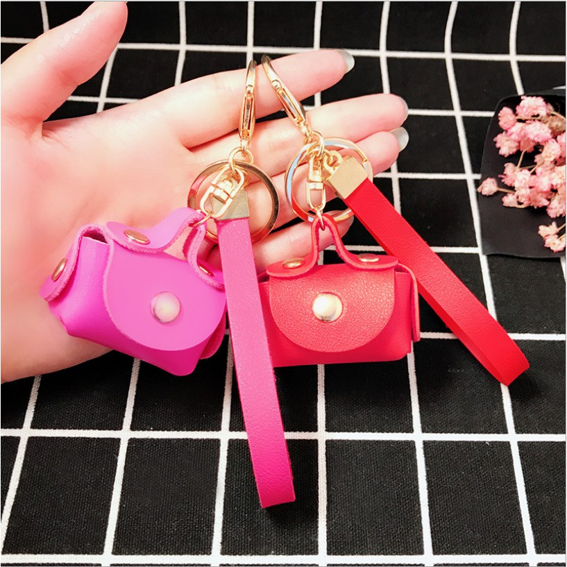 Móc khoá túi da PU mini cầm tay dùng đựng đồ dùng nhỏ gọn và chìa khoá