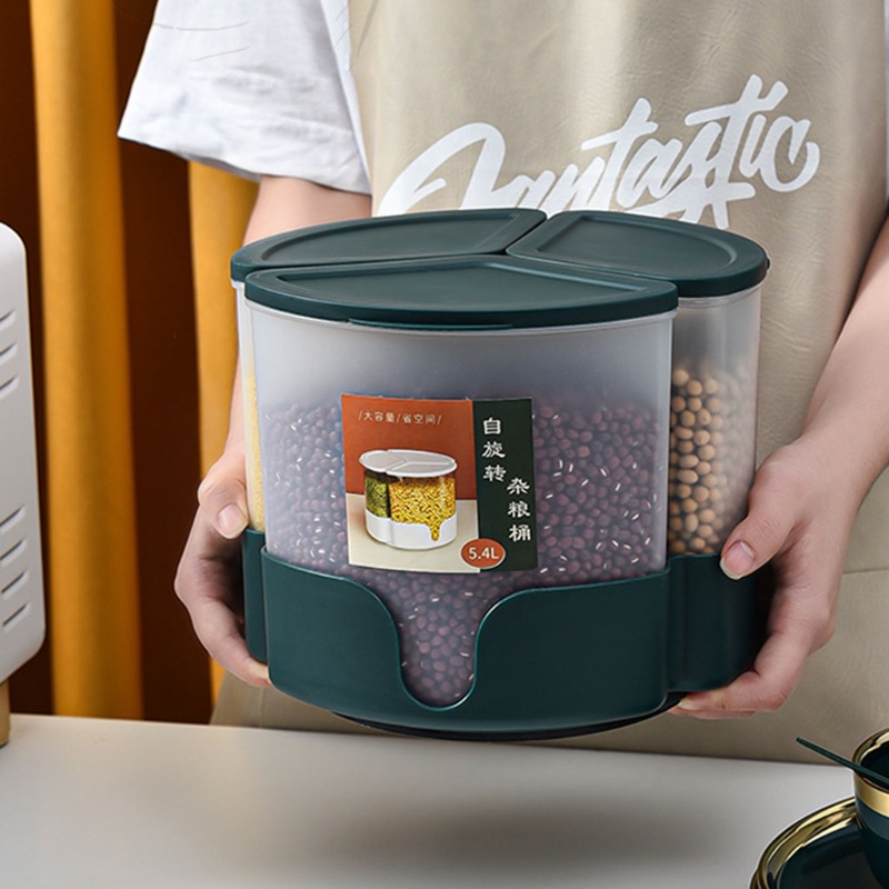 Hộp Đựng Tai Nghe 3 Ngăn Xoay 360 Độ 3 Ngăn Tiện Dụng° Hộp Đựng Hạt Xoay 5.4L Có Nắp Tháo Rời Được Dành Cho Tủ Lạnh