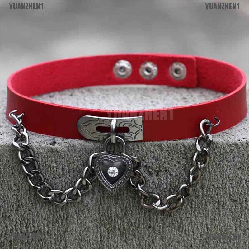 [YUANZHEN1] Vòng Cổ Choker Da Mặt Trái Tim Phong Cách Gothic Punk