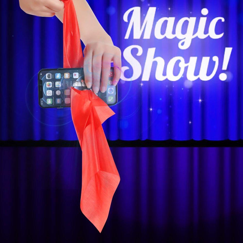 DARON Funny Toys Through Phone Silk Classic Magic Through Phone Magic Tricks Silk Party Prop Stage Performance Easy To Do Interactive Close-up Performance Magic Scarf Prop Magic Props Magic Trick Silk Kerchief/Multicolor
