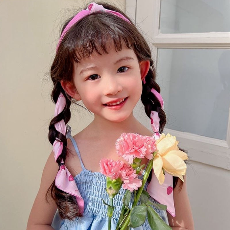 Băng đô vải lụa We Flower thắt nơ in họa tiết hoạt hình phong cách Hàn Quốc cho bé