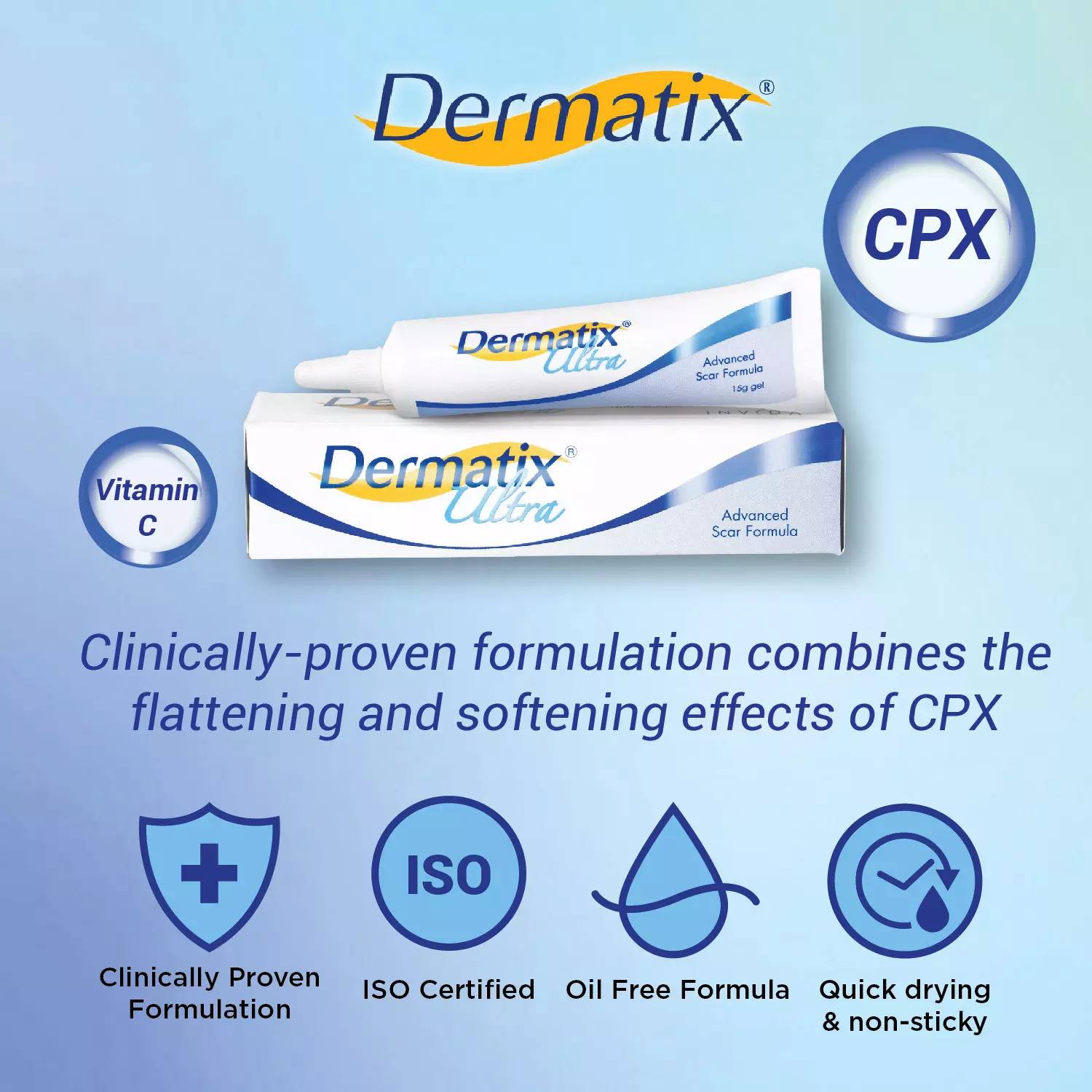 Gel hỗ trợ làm giảm sẹo DERMATIX chăm sóc da tiện dụng chất lượng cao 15g