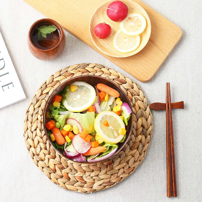 Bộ 4 Bát Ăn Cơm / Mì Bằng Gỗ Trơn Đường Kính 4.5 Inch 2-5 / 8 Inch Phong Cách Nhật Bản