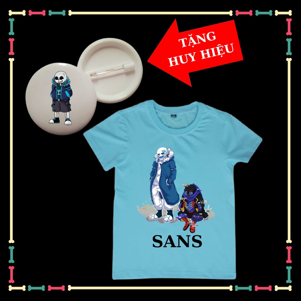 Áo thun Biệt đội Gangster Áo thun Error Sans Ink Sans siêu ngầu cho bé trai bé gái Tặng HUY HIỆU Sans