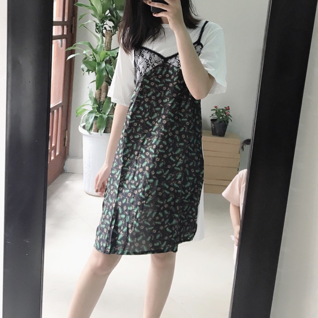 Váy phông phối ren lụa
