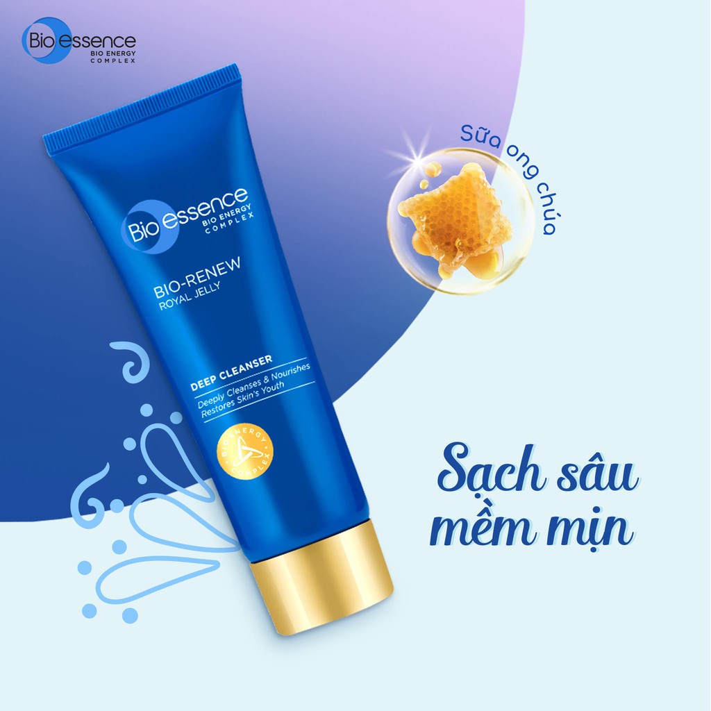 Sữa rửa mặt dưỡng da tươi trẻ (cho da khô) Bio-Essence Bio-Renew tinh chất sữa ong chúa 100g | BigBuy360 - bigbuy360.vn