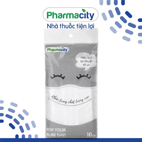 Khẩu trang y tế màu trắng chất lượng cao Pharmacity (10 cái/gói)