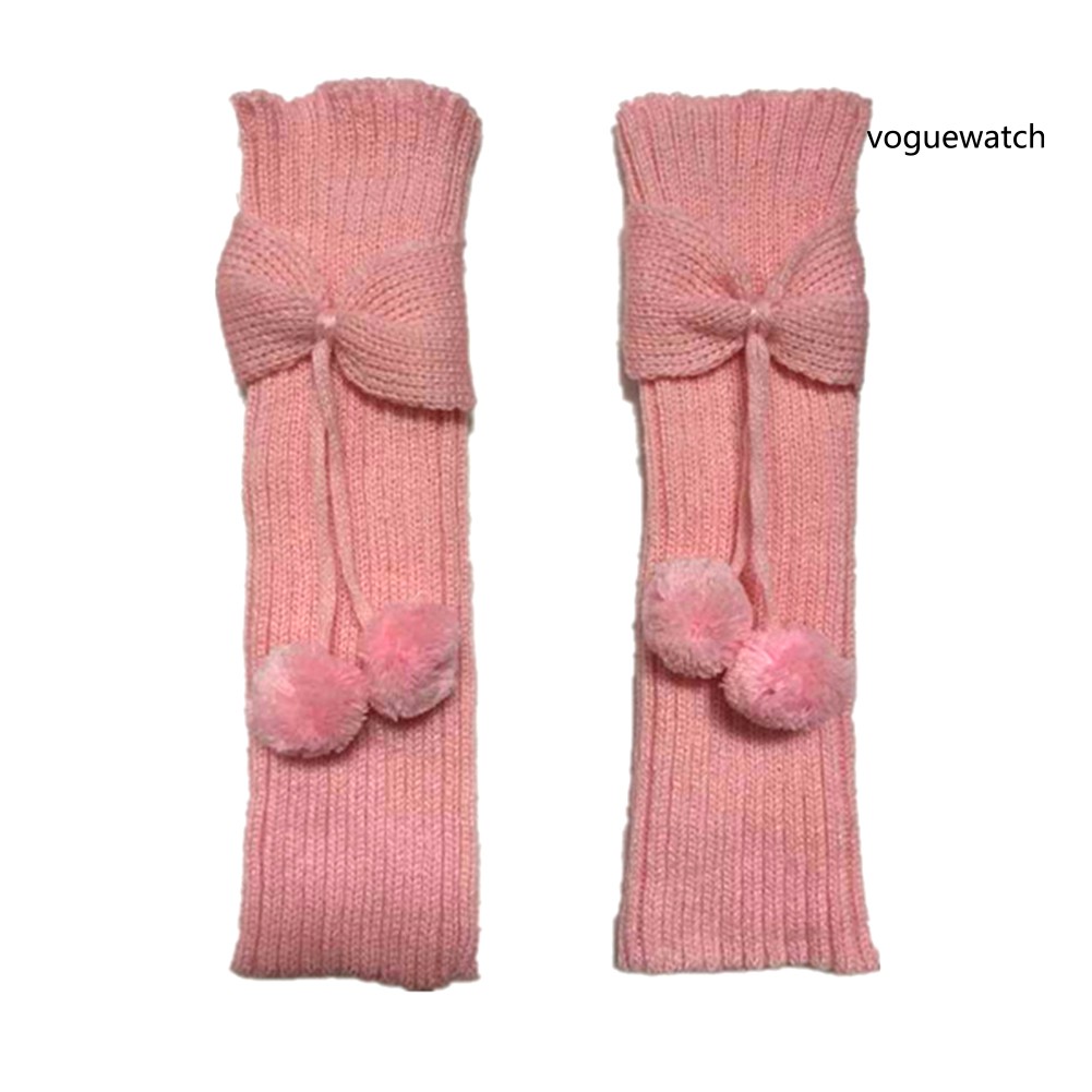 Vớ Dệt Kim Giữ Ấm Chân Đính Nơ Và Bóng Lông Thời Trang Cho Bé Gái