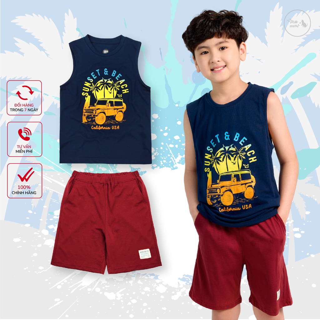 Bộ Ba Lỗ Bé Trai Bigfox Size Đại, Bộ Sát Nách Trẻ Em Mùa Hè Chất Cotton In Ô Tô Sunset 3,4,5,6,7,8,9,10,11 Tuổi