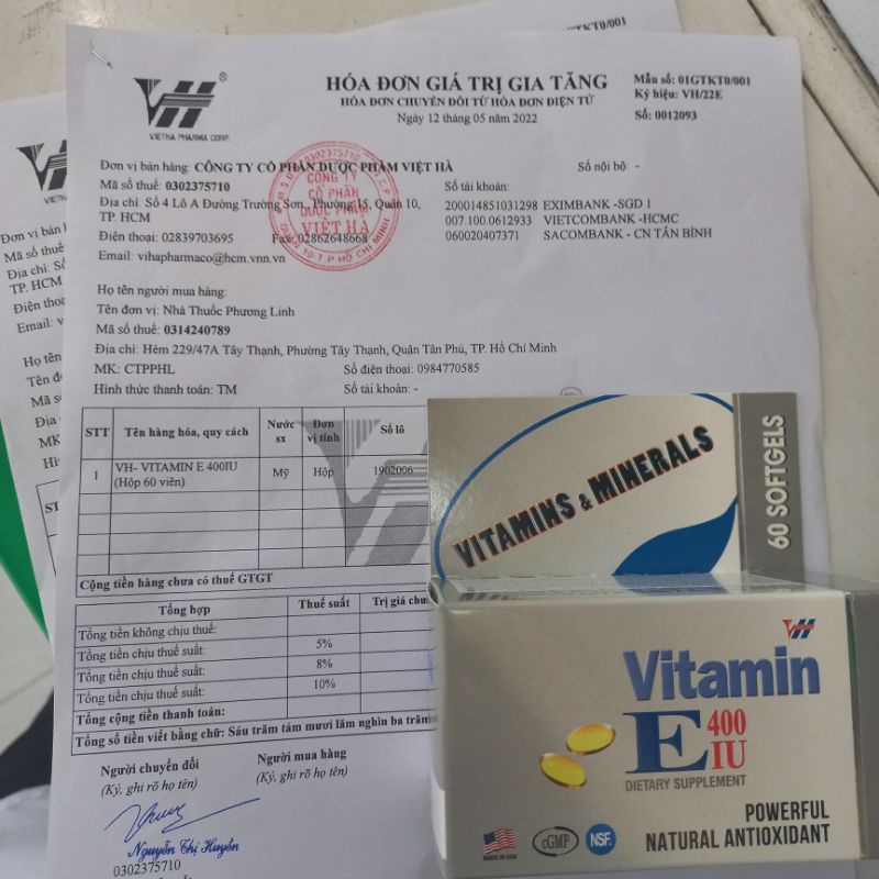Nhập khẩu chính hãng Viên uống Vitamin E của Mỹ  hộp 60v Vitamin &amp; minerals hộp 60 viên
