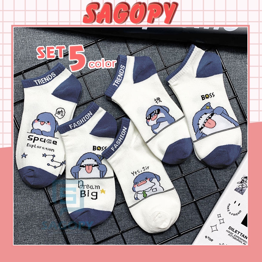 Tất nữ cổ ngắn cute hình CÁ MẬP, vớ nữ thấp cổ phong cách Vintage hàn quốc chống hôi chân Sagopy TN44