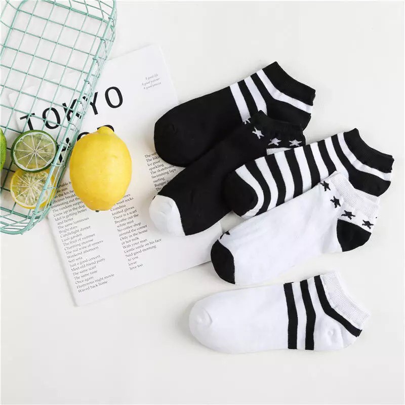 Set 5Tất/Vớ nam nữ Hàn Quốc cao cấp (SIÊU thoáng mát )-cổ thấp sọc