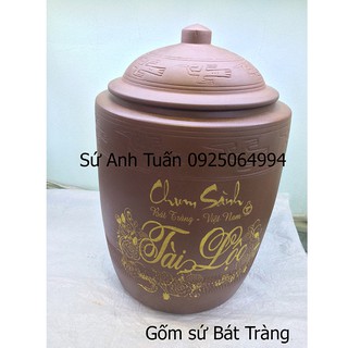 Hũ đựng gạo 10kg gốm sứ bát tràng