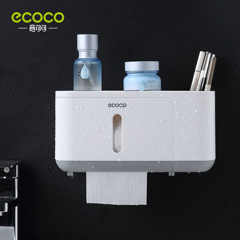 Hộp đựng cuộn khăn giấy ECOCO không cần khoan chống thấm nước tiện dụng cho phòng tắm