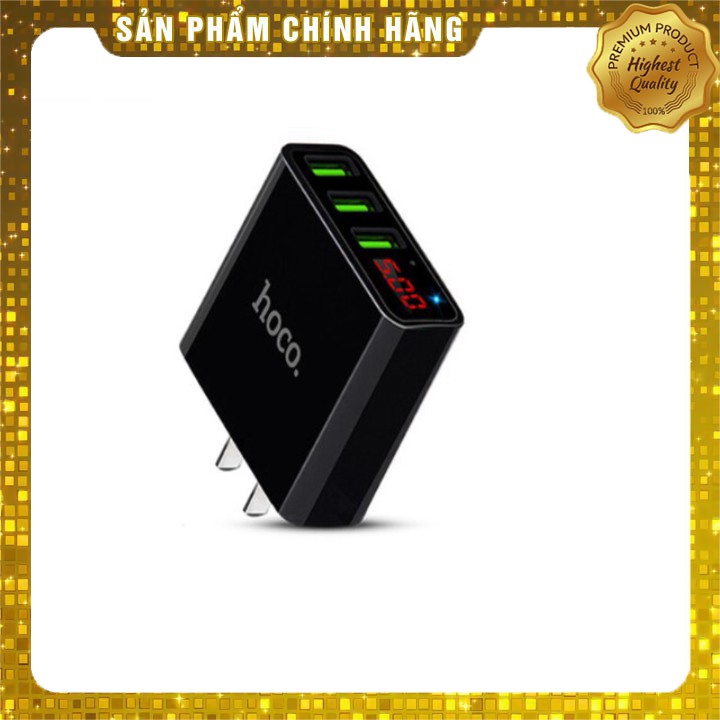 Củ sạc nhanh 3 cổng nhãn hiệu Hoco HC-C15- màu đen AD