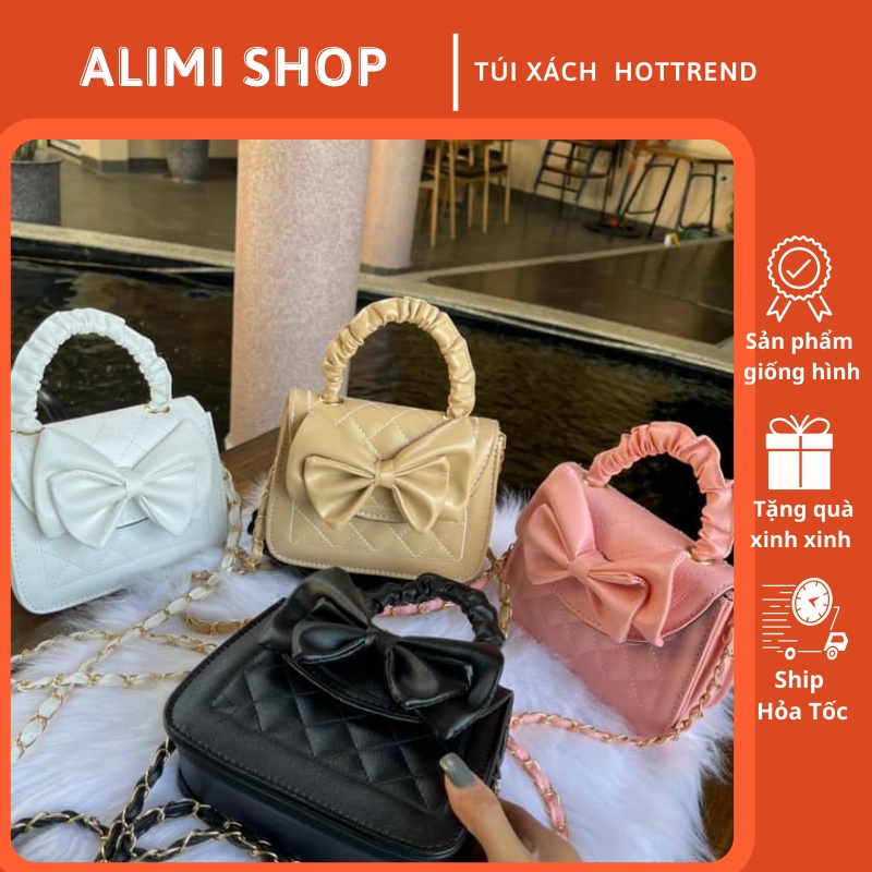 Túi xách cầm tay hình nơ có dây đeo chéo siêu xinh, túi xách nữ phụ kiện thời trang công sở đi làm, đi chơi giá rẻ
