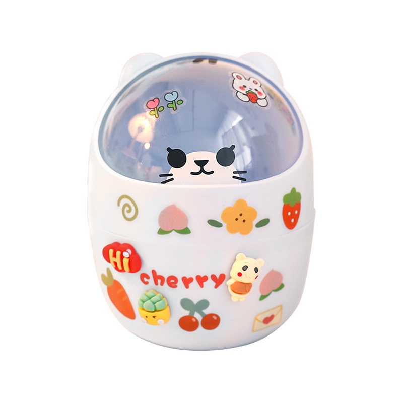 Thùng Đựng Rác Mini Để Bàn, Có Thể Đựng Bút, Cọ Trang Điểm Decor Bàn Học Dùng Cho Học Sinh, Sinh Viên, Văn Phòng