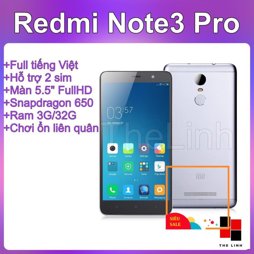 ĐIện thoại Xiaomi Redmi Note 3 Pro 2 Sim - Snap 650 Tặng Ốp