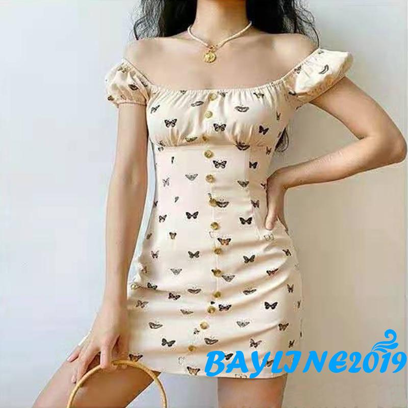 Đầm Chữ A Tay Ngắn Họa Tiết Bướm Cho Nữ | BigBuy360 - bigbuy360.vn