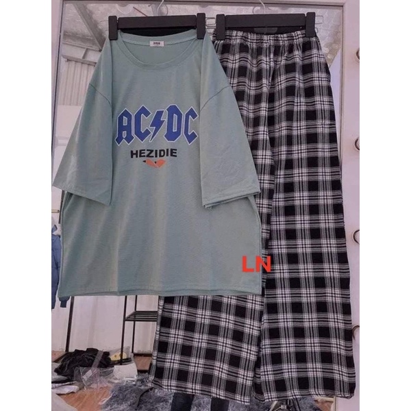 Sét áo ACDC + quần kẻ ô TH6