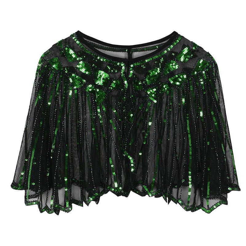 Khăn Quàng Cổ Đính Hạt Cườm Kim Sa Lấp Lánh Phong Cách Châu Âu Vintage 1920s Sang Trọng