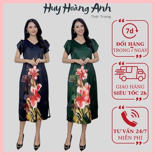 Đầm Trung Niên Sang Trọng Cao Cấp Đẹp Huy Hoàng Anh,Váy Nữ Cho Mẹ Lụa Dự Tiệc Công Sở Trên 30,40 Tuổi Qua Gối Xòe LT