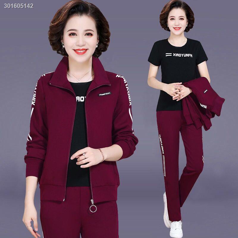 Bộ Đồ Thể Thao Ba Món Cỡ Lớn Thời Trang Xuân Thu Hàn Quốc Hàng Mới 2020 Dành Cho Nữ Trung Niên