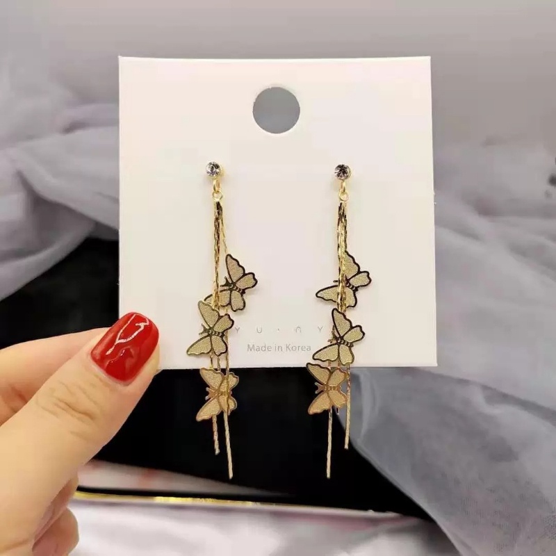 Bông Tai Dài Hình Bướm Bằng Thép Titan Ngọt Ngào