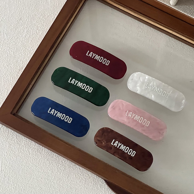Kẹp Tóc Đính Đá Hình Oval Phẳng In Chữ Layroom Thời Trang Mùa Xuân