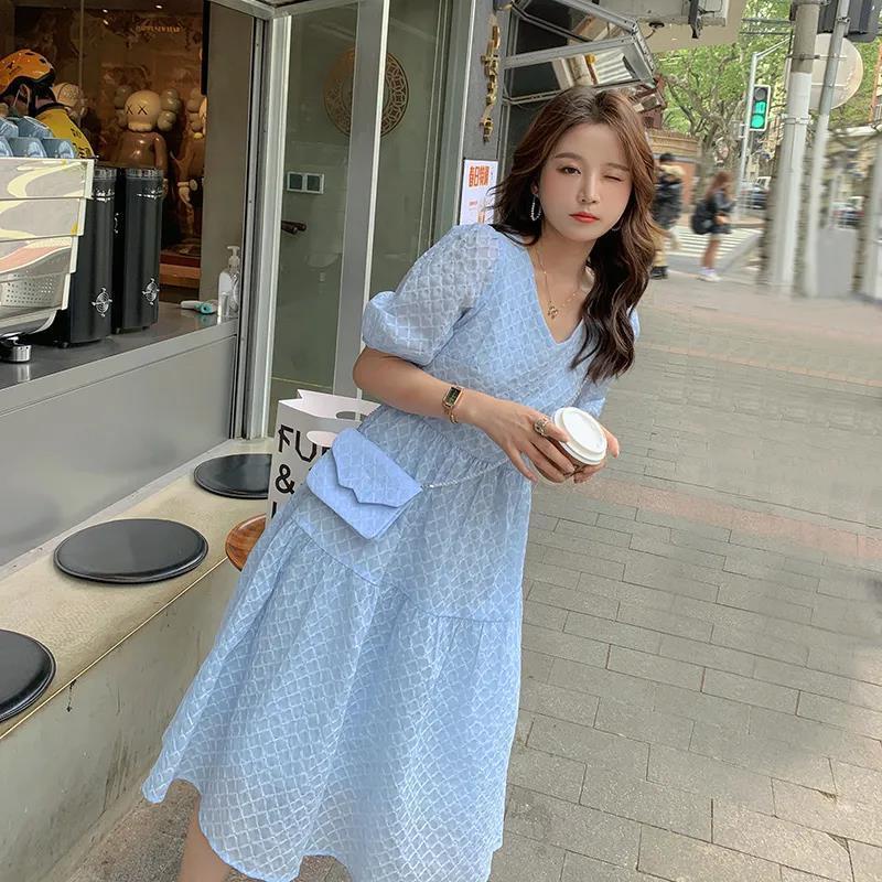 Đầm Váy babydoll tay phồng phong cách ulzzang xinh Pháp thời trang mùa hè có size lớn cho nữ