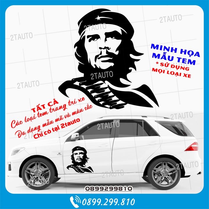 Tem decal CHE GUEVARA, logo CHE GUEVARA dán ô tô xe hơi xe máy- decal dán xe nhiều màu tùy chọn- MẪU 2