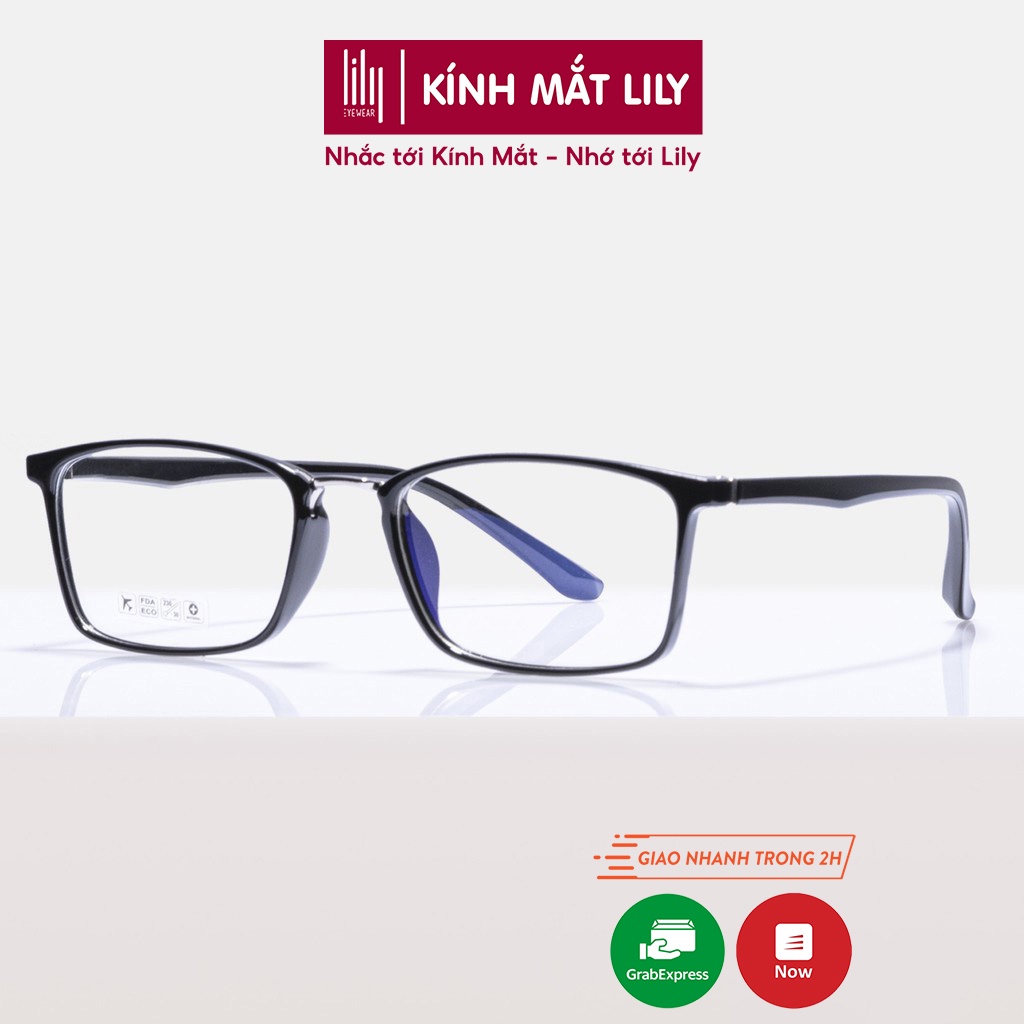 Gọng kính cận nhựa dẻo nam nữ LILYEYEWEAR mắt kính chữ nhật thanh mảnh bền dẻo màu sắc thời trang...