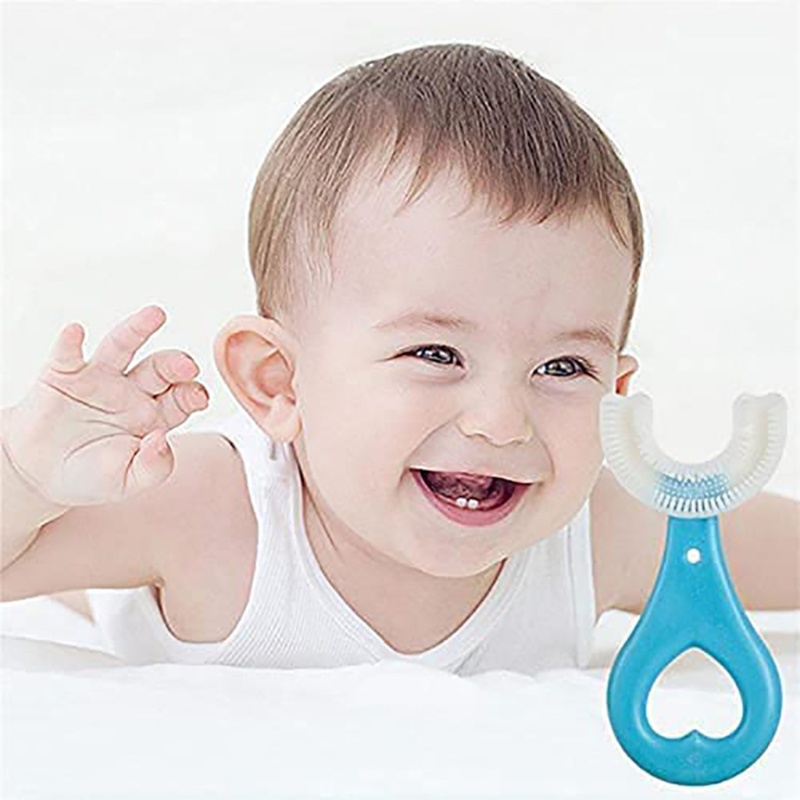 2 / 4 Bàn Chải Đánh Răng Silicone Hình Chữ U Cho Bé 0-12 Tuổi