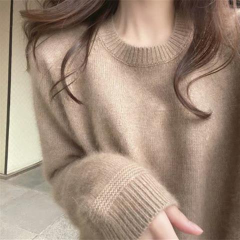 Áo Sweater Cổ Tròn Dáng Rộng Vải Cashmere Kiểu Nhật Bản Thời Trang Thu Đông 2022 Cho Nữ