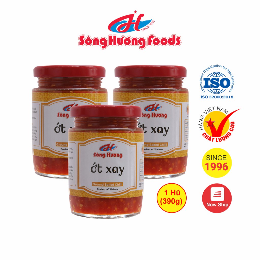 3 Hũ Ớt Tươi Xay Sông Hương Foods Hũ 390g - Ăn kèm , bún , phở , mì tôm , thịt nướng , tốt tiêu hóa, cay tự nhiên