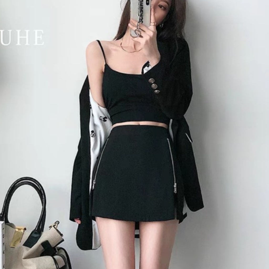Chân Váy Chữ A Phối Kèm Dây Kéo Độc Lạ Váy Đen Thanh Lịch Chất Tuyết Mưa Cao Cấp Có Quần Lót Trong | BigBuy360 - bigbuy360.vn
