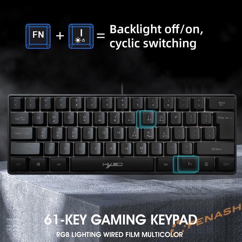 Bàn Phím Hxsj V700 60% Led RGB - 61 Phím Cho - Bàn phím Gaming - Gaming KeyBoard