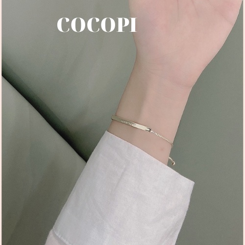 Lắc tay nữ, Vòng tay nữ khóa rút gắn chữ " LUCKY " phong cách Hàn Quốc Cocopi.accessories