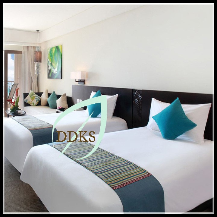 Bộ ga giường khách sạn vải cotton cvc cao cấp T1.3T màu trắng trơn size:1m6 x 2m (cho nệm 5cm - 27cm)