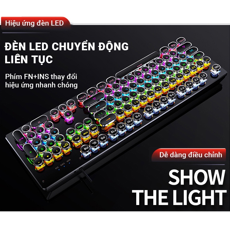 Bàn phím cơ ZK-4 Bàn phím PC laptop gaming Full LED RGB T907, thiết kế cổ điển Full LED hiện đại, thời trang