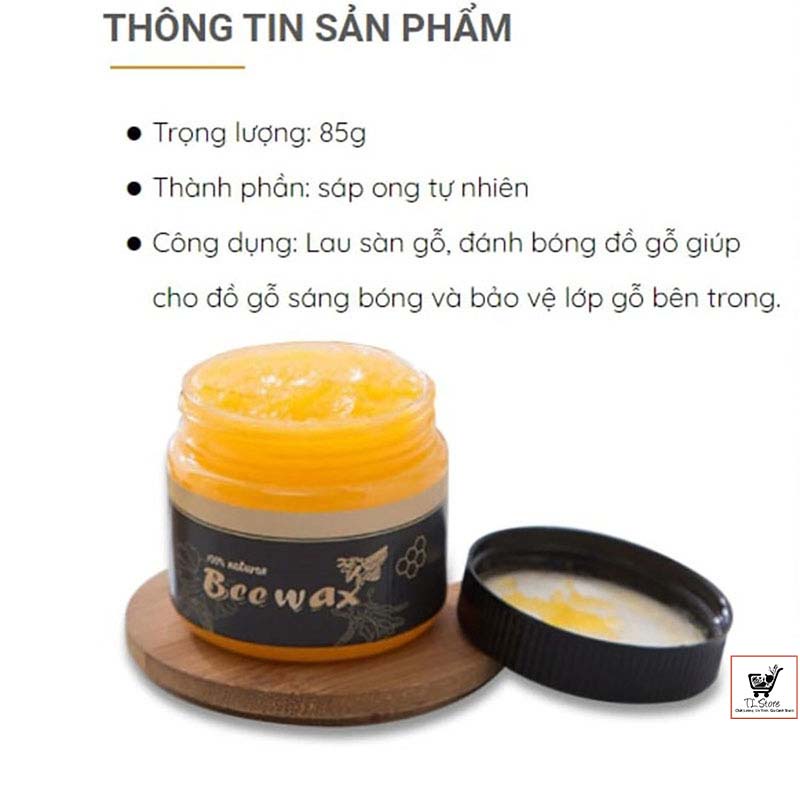 Sáp ong Beewax lau đánh bóng sàn đồ gỗ nội thất 3 tác động làm mới chống thấm nước (BEEWAX)