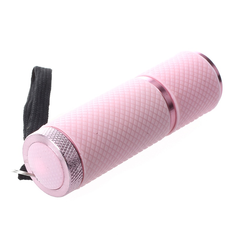 Đèn pin 9LED vỏ cao su màu hồng mini sử dụng ngoài trời