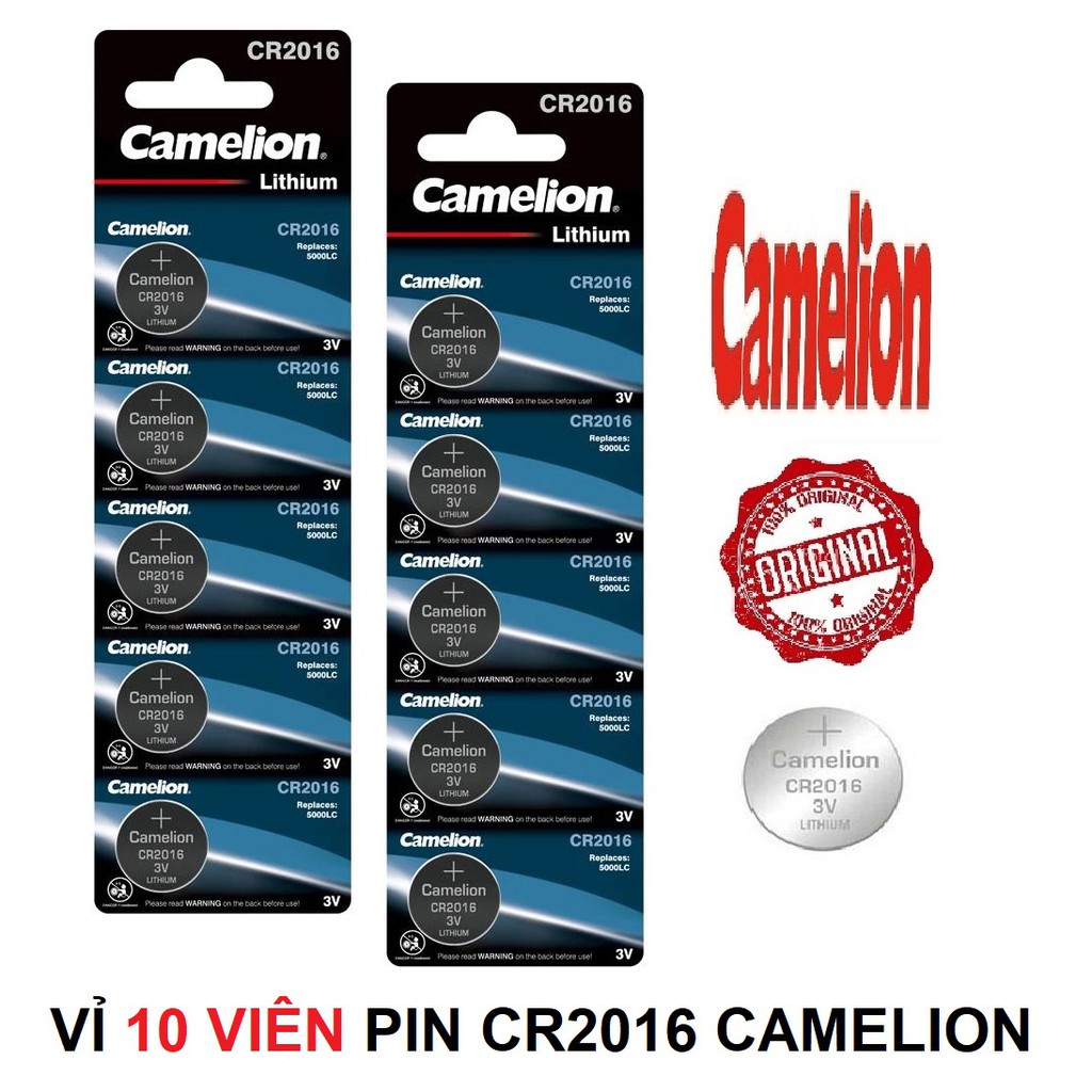 Vỉ 10 viên pin CR2016 3V CAMELION CR-2016 2016 3 Vol (Hàng hãng)