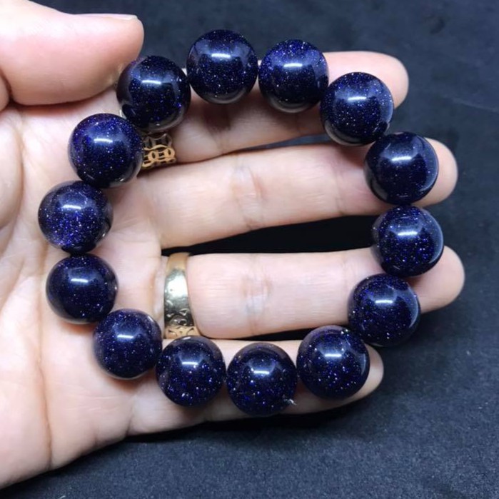 VÒNG TAY PHONG THỦY ĐÁ KIM SA XANH DƯƠNG 14LY