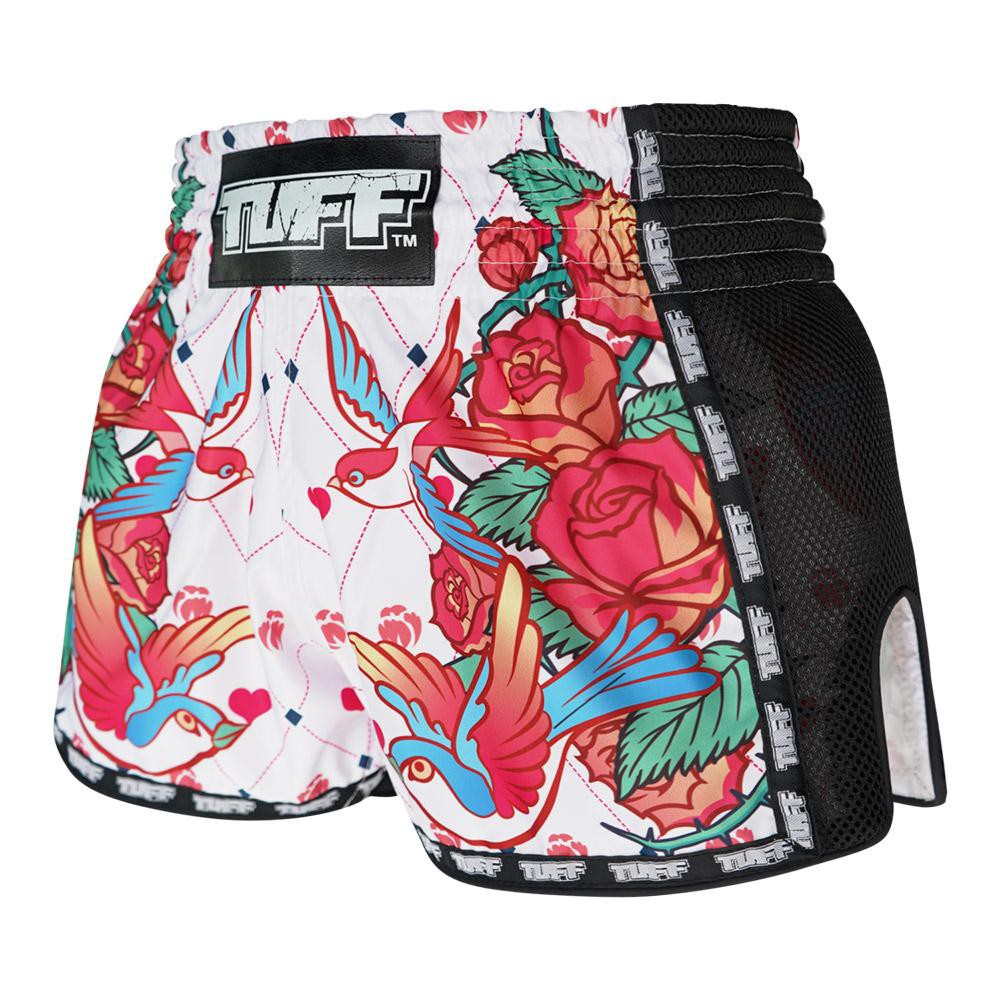 Quần Muay Thai Tuff White Retro Style Rose With Birds