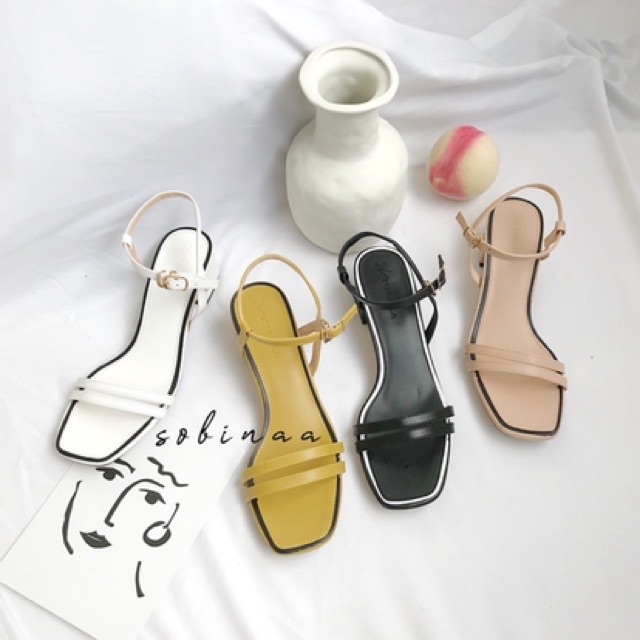 Sandal quai dây sành điệu phối viền da lỳ 5cm  S58 | BigBuy360 - bigbuy360.vn