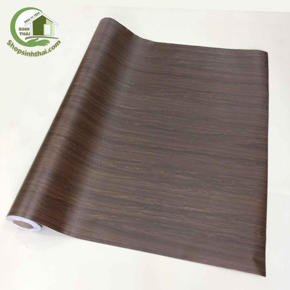 Giấy dán tường giả gỗ màu nâu đậm -  - có sẵn keo