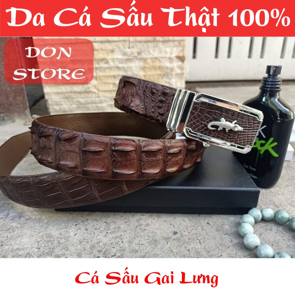 Thắt Lưng Da Cá Sấu Thật. Cá Sấu Gai Lưng (Thời Trang Cao Cấp) Kiểu Dây Liền Hoặc Nối (Full Box)